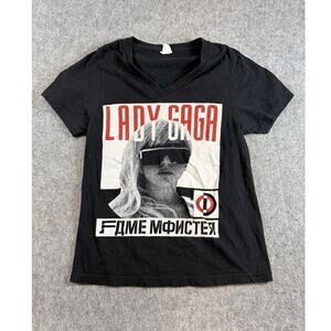 Lady Gaga The Fame Monster Graphic T Shirt Womens XS Black Casual Music Singer